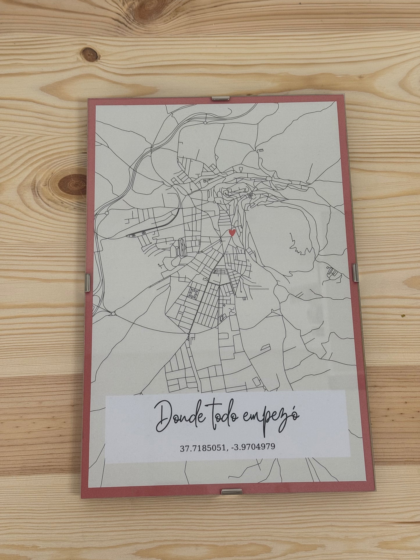 Cuadro personalizado con mapa y coordenadas - 20x30 cm