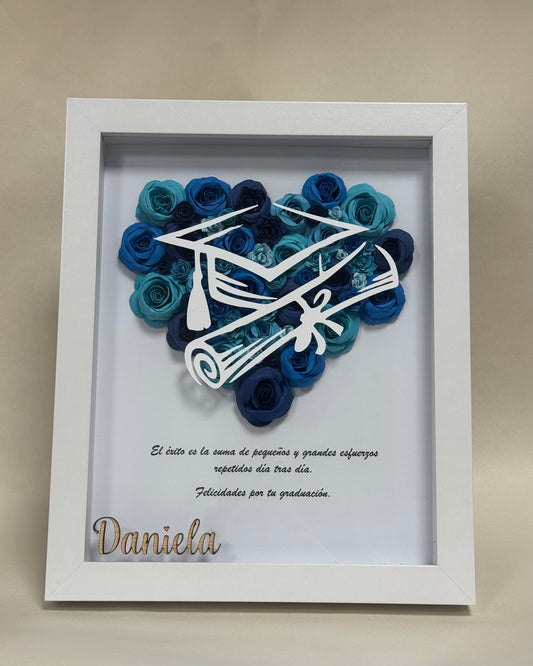 Marco Shadow Personalizado con Corazón de Flores (28x23cm)
