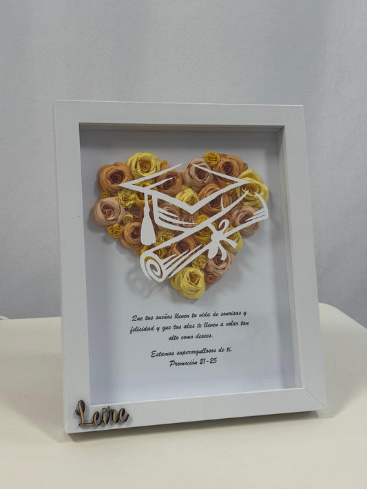 Marco Shadow Personalizado con Corazón de Flores (28x23cm)